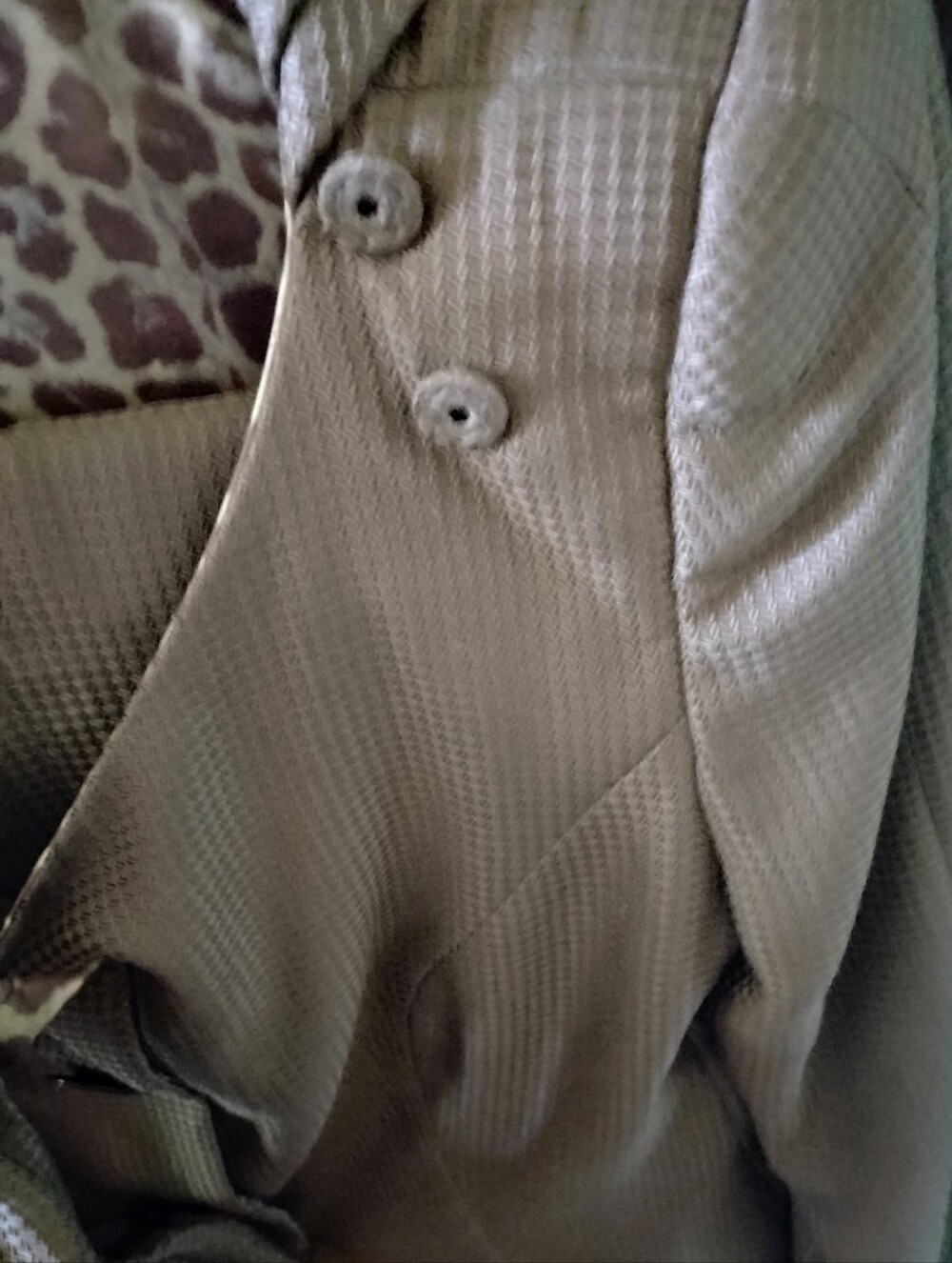 SALE! GIORGIO ARMANI 46 12 PEPLUM TAN SILK WAFFLE COUTURE RUNWAY PANTS SUIT - Picture 6 of 14